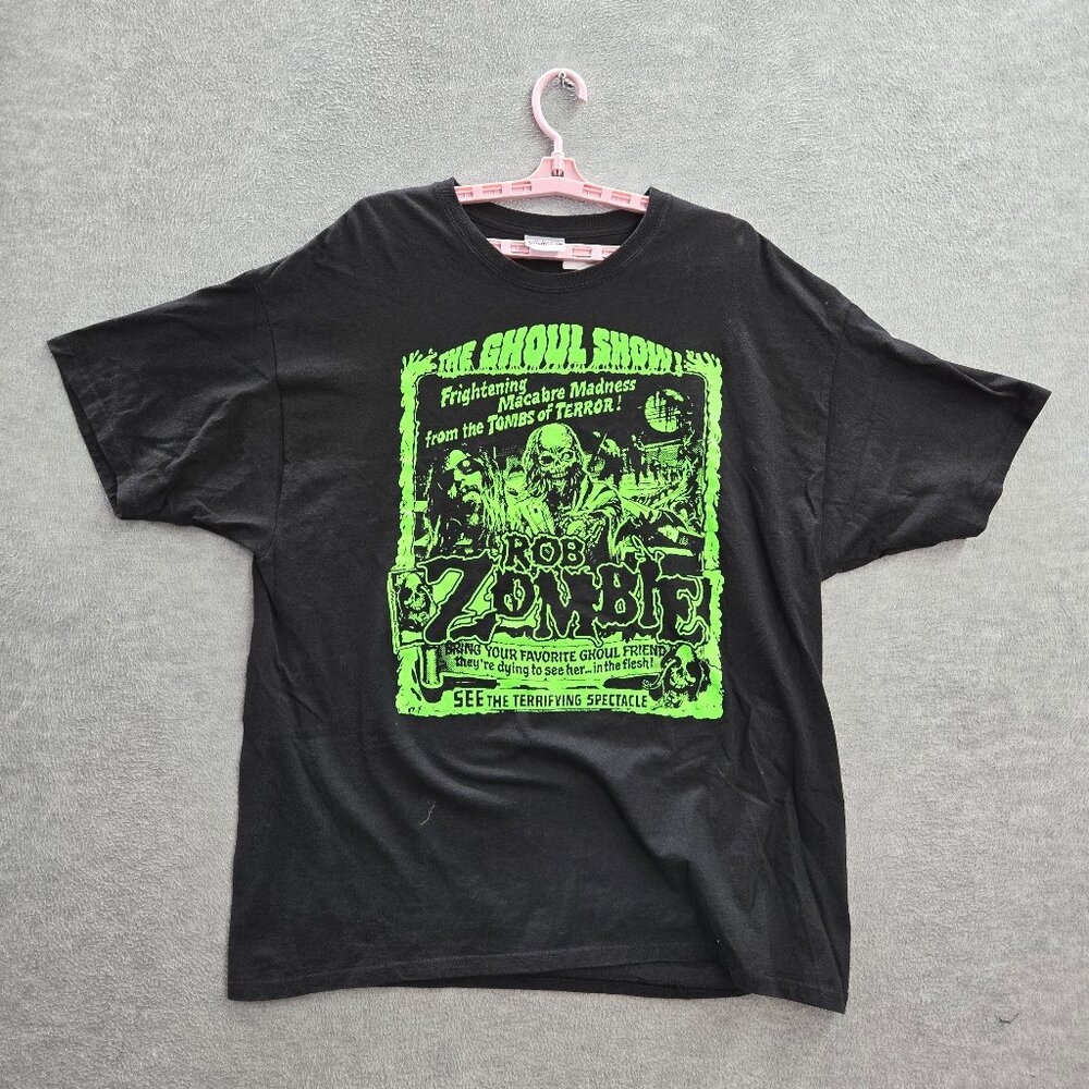 VINTAGE Rob Zombie Men Shirt 2XL Black Graphic Print Short Sleeve Cotton